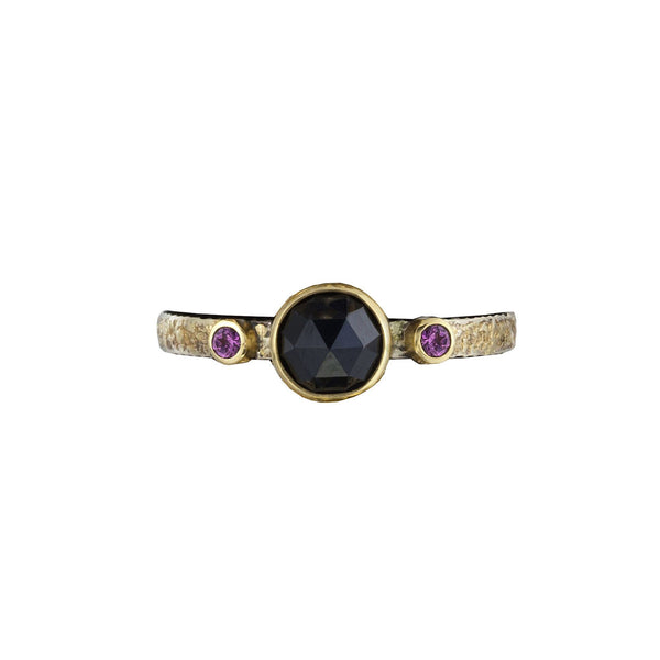 Stacker with rose-cut black spinel