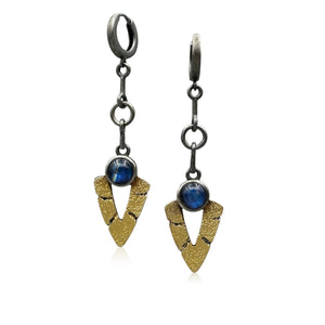 Bedrock Chevron Drop Hoops -  Moonstone