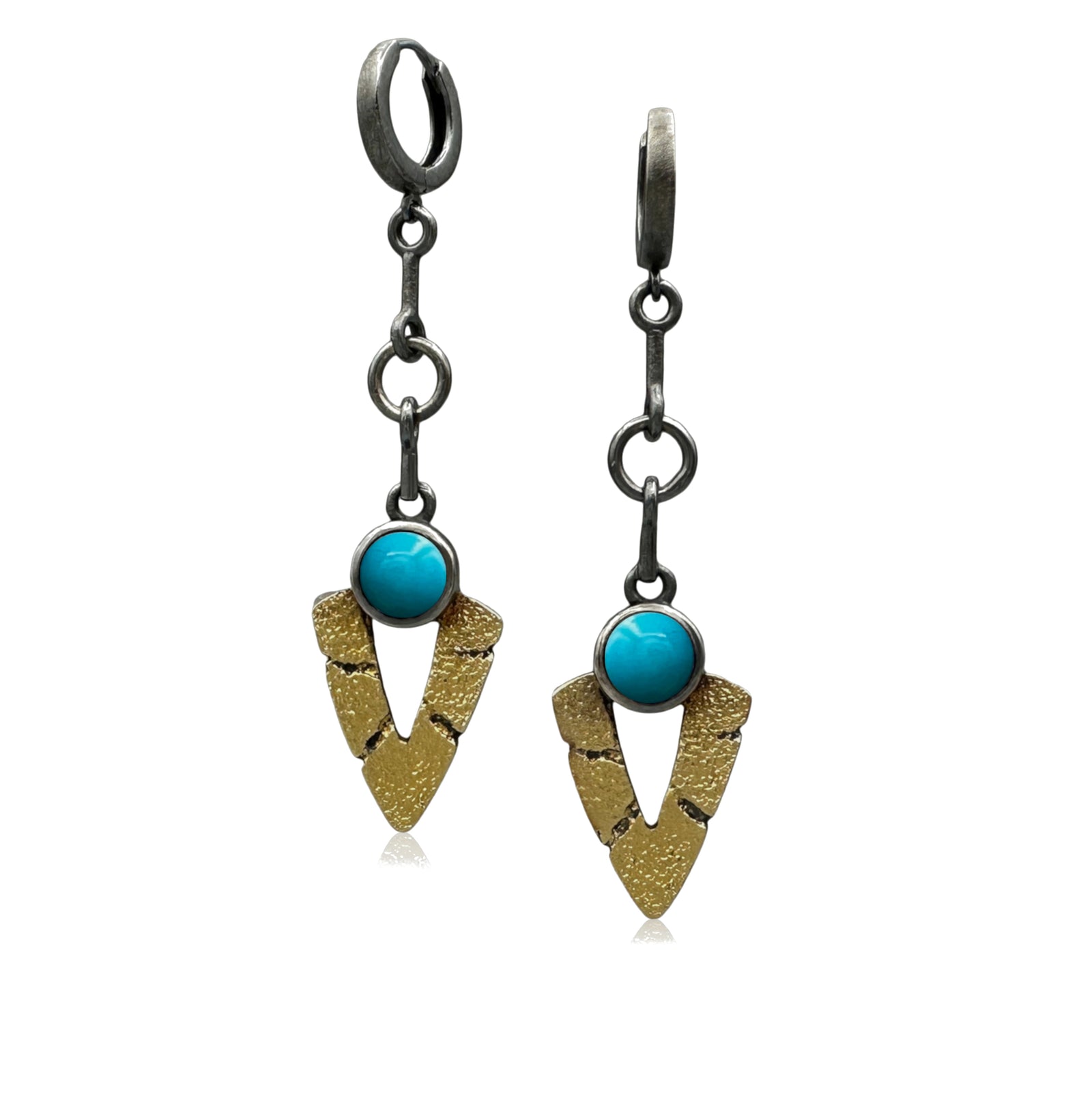Bedrock Chevron Drop Hoops -  Turquoise