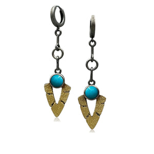 Bedrock Chevron Drop Hoops -  Turquoise