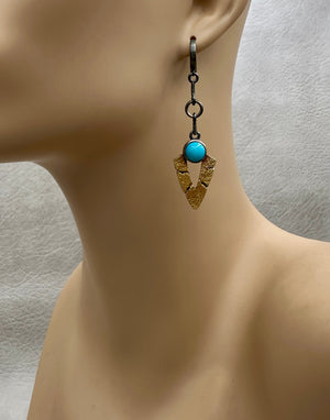 Bedrock Chevron Drop Hoops -  Turquoise