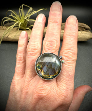 Large Labradorite Nebula Ring