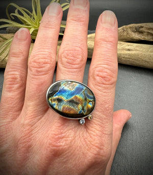 Oval Labradorite Nebula Ring