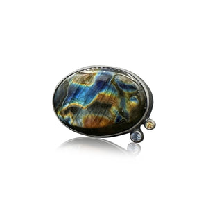 Oval Labradorite Nebula Ring