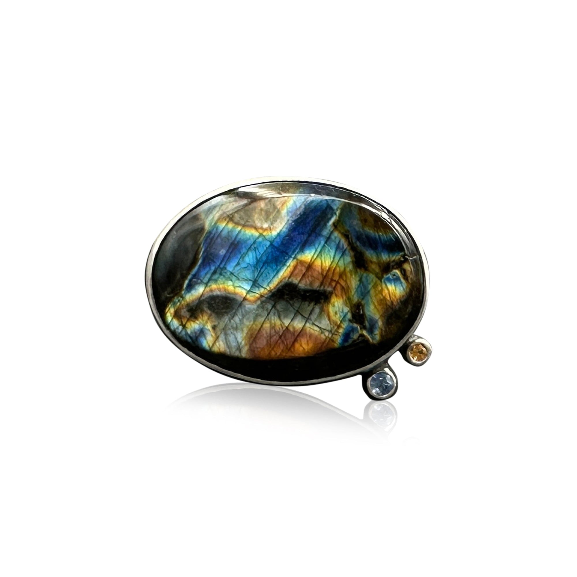 Oval Labradorite Nebula Ring