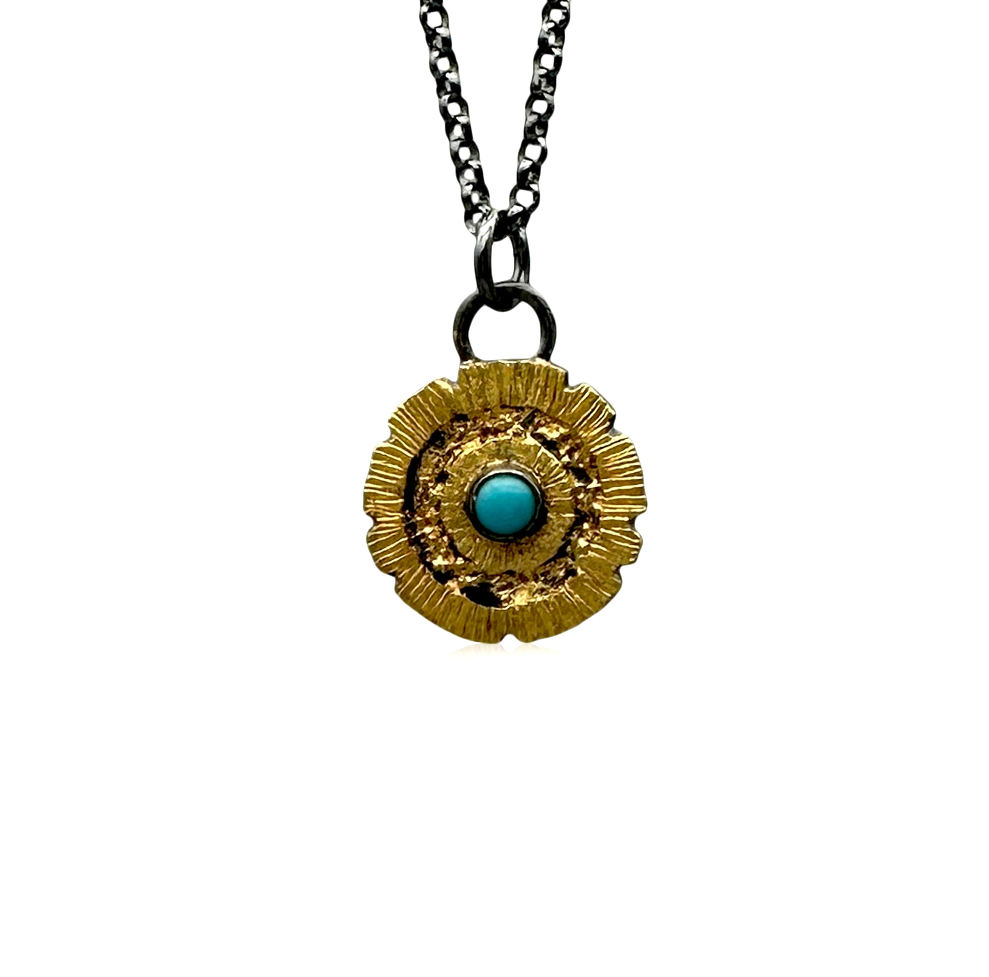 Redwood Slice Pendant - 1/2" - Turquoise