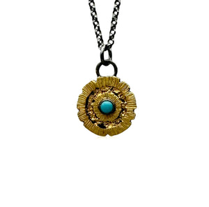 Redwood Slice Pendant - 1/2" - Turquoise