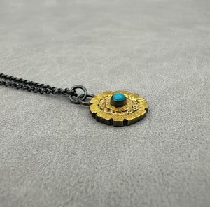 Redwood Slice Pendant - 1/2" - Turquoise