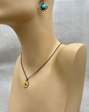 Redwood Slice Pendant - 1/2" - Turquoise