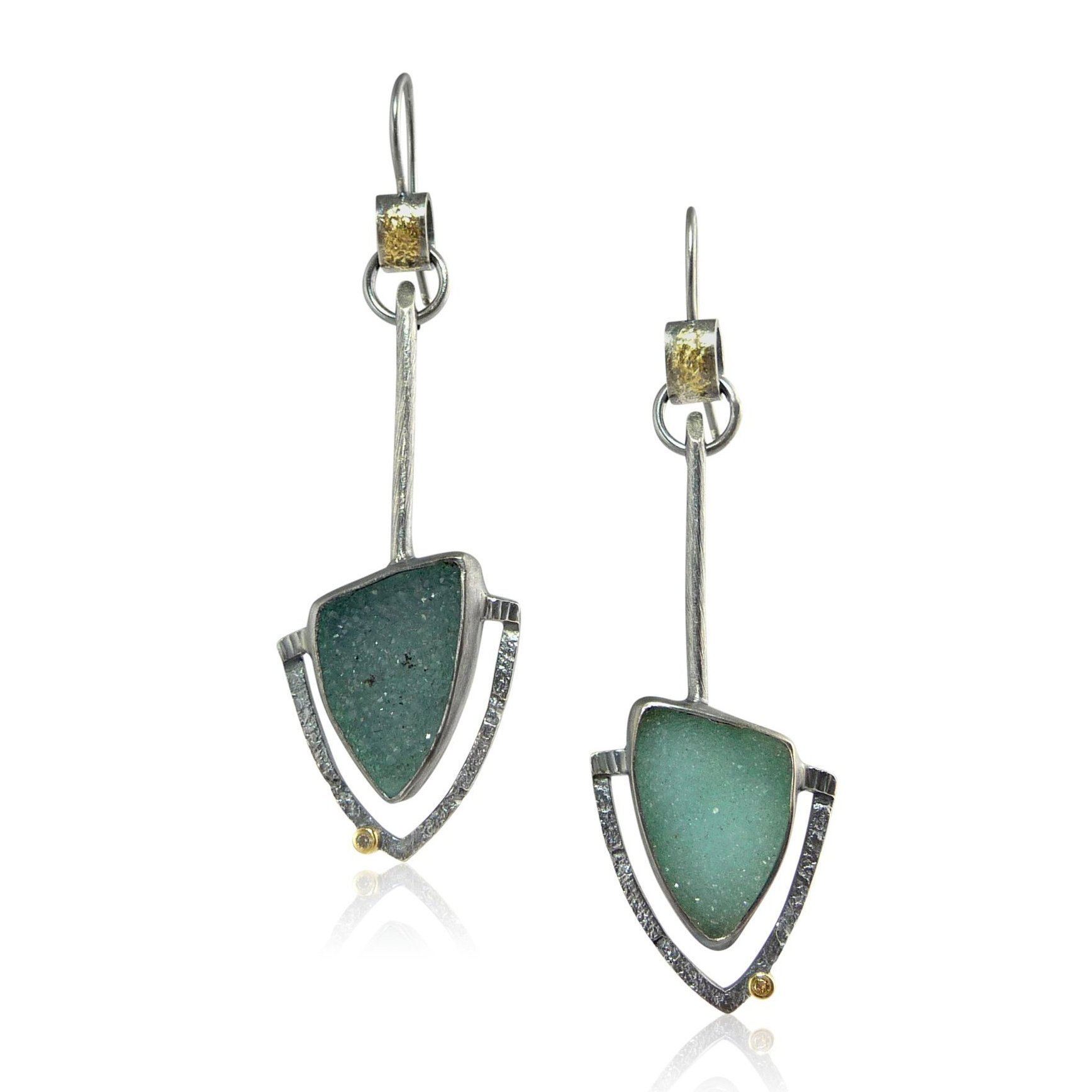 Aqua Druzy Pinnacle Earrings