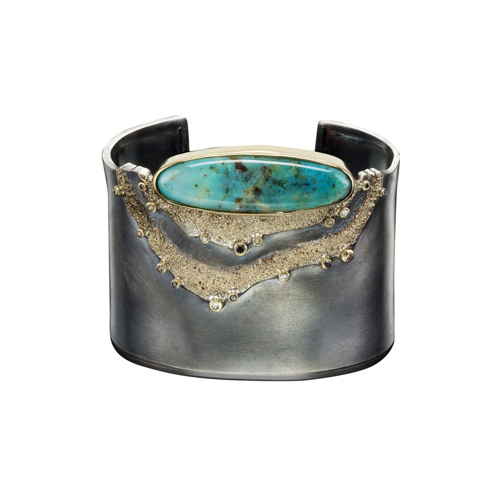 Sea foam cuff with chrysocolla