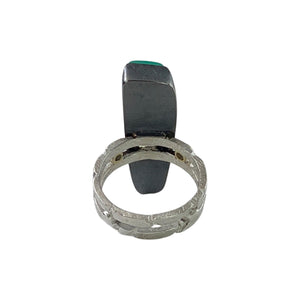 Chrysoprase Double-Band Ring