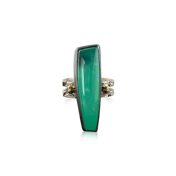 Chrysoprase Double-Band Ring