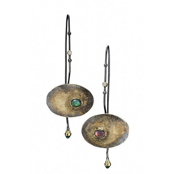 Oval Pebble earrings with opal