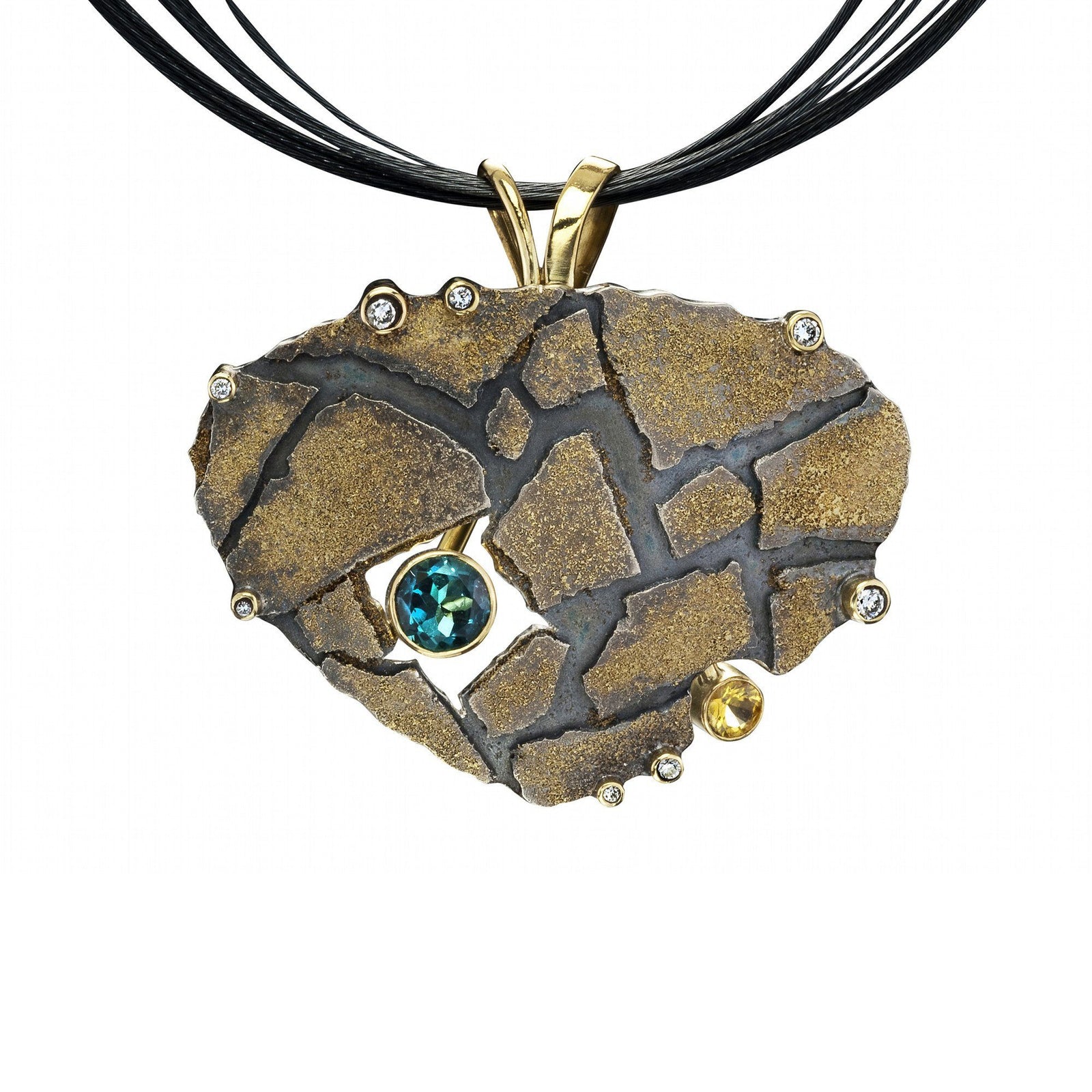 Cobblestone pendant with blue tourmaline