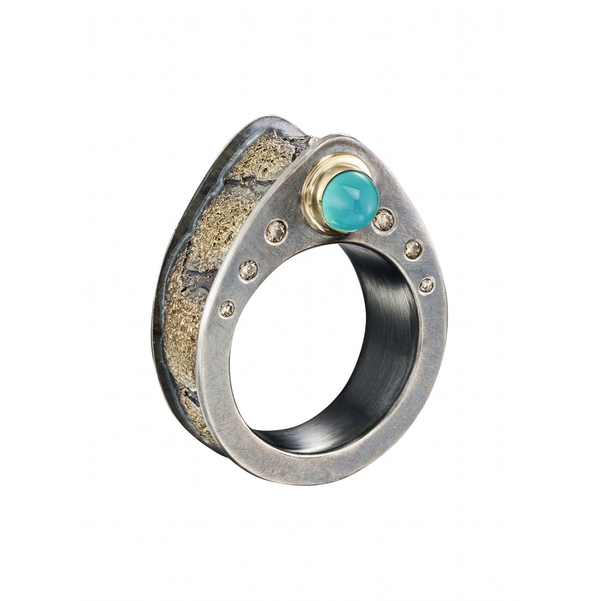 Cobblestone ring with Peruvian blue opal