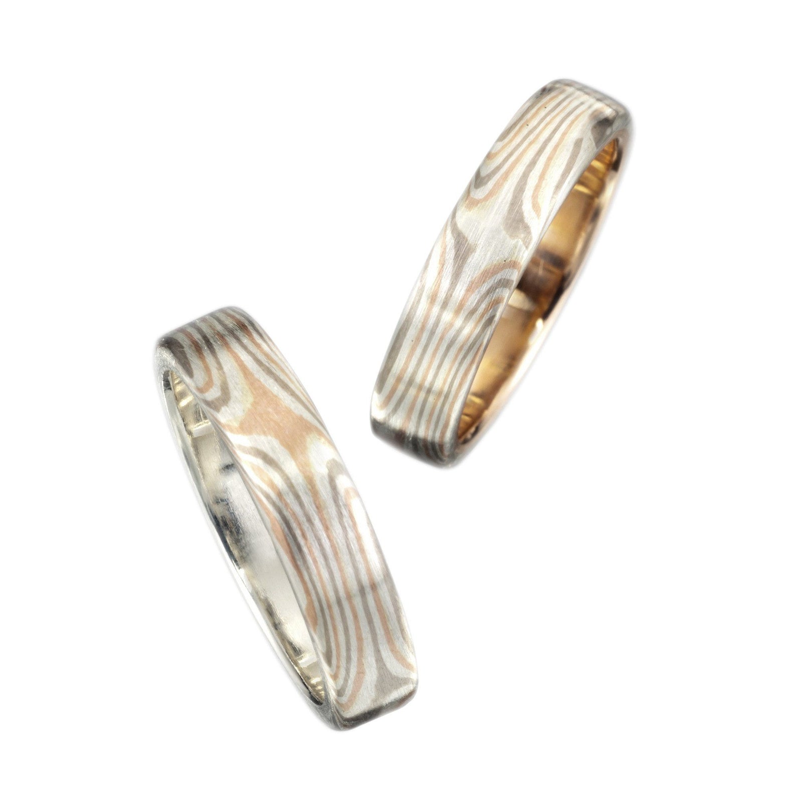 Star pattern band, silver liner - Silver/white/red gold