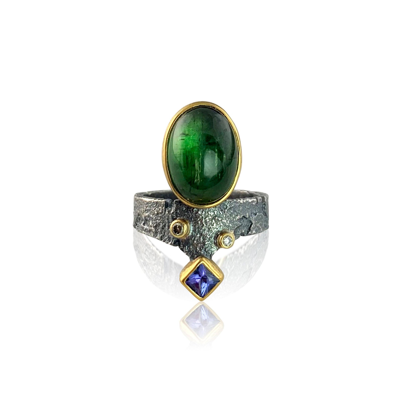 Shield Ring with Green Tourmaline