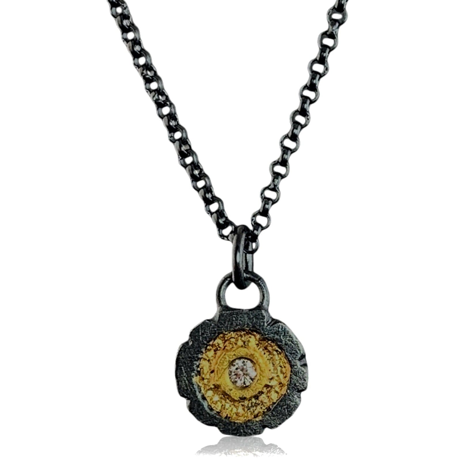 Tiny Redwood Slice Pendant - Gold